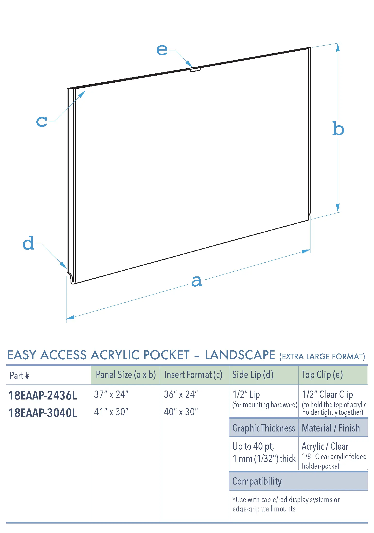 Specifications for 18EAAP-INSERT-LANDSCAPE-XL