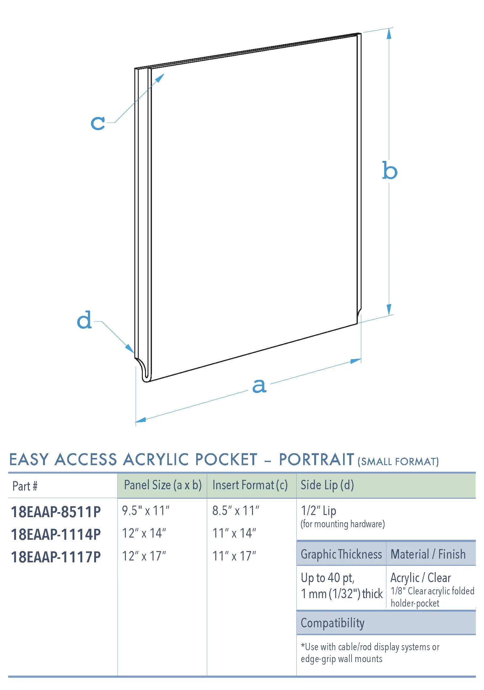 Specifications for 18EAAP-INSERT-PORTRAIT-SM