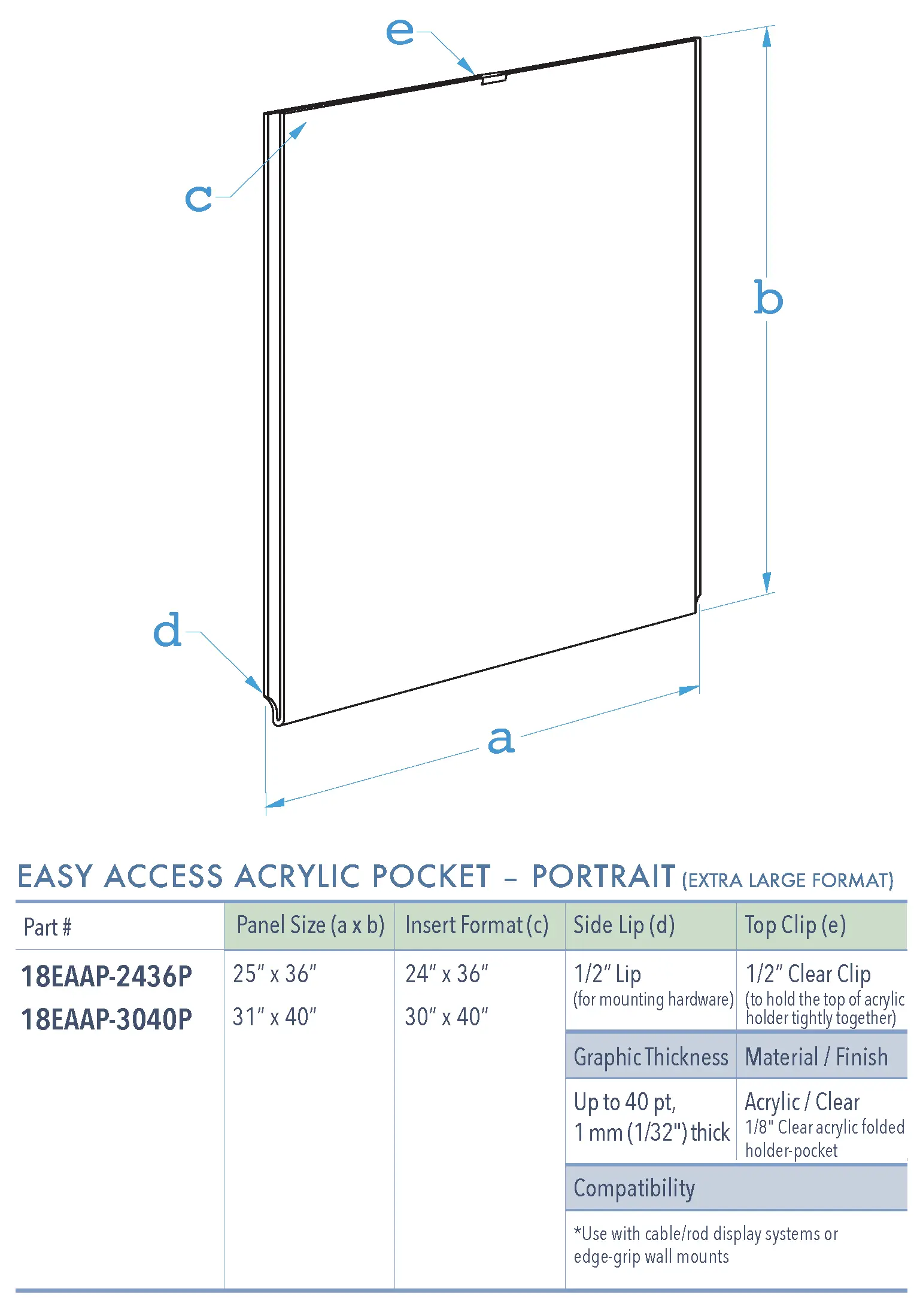 Specifications for 18EAAP-INSERT-PORTRAIT-XL