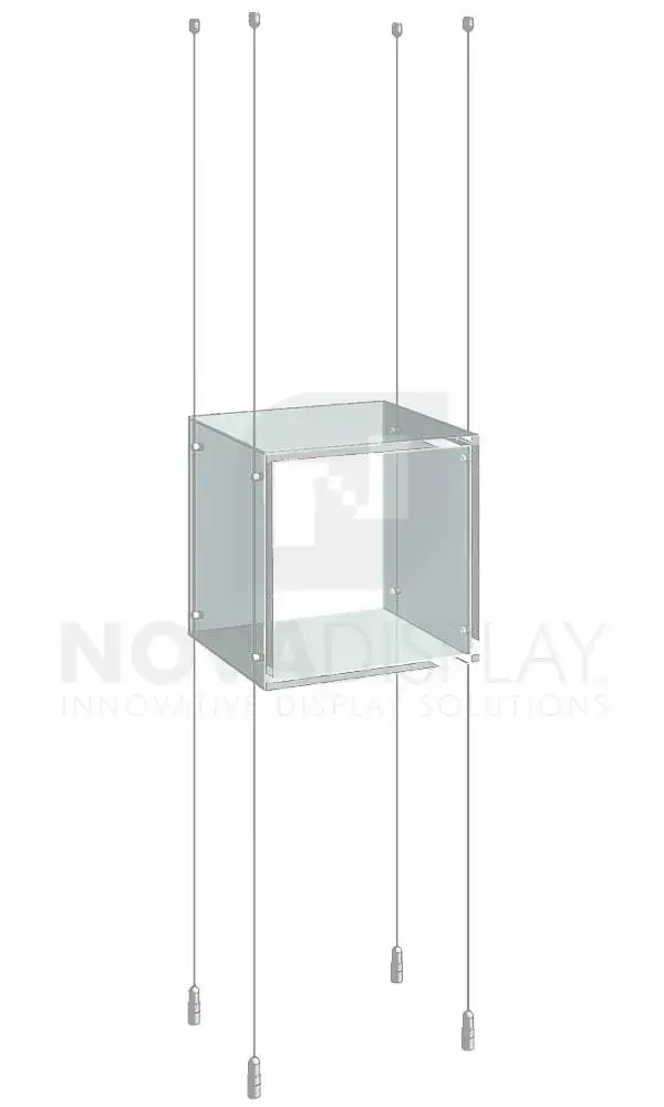 Cable Suspended Clear Acrylic Showcase Display Kit | Open Front & Back