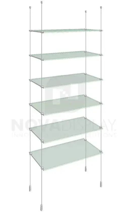 Cable Suspended Glass Shelves | Display Kit w/Tempered Glass Shelves