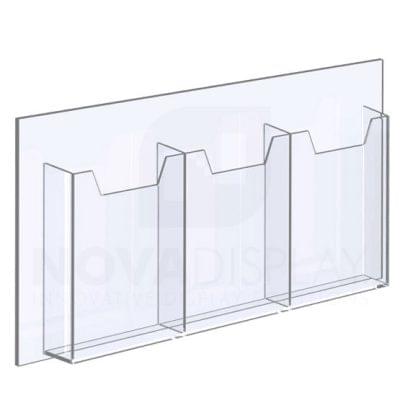 14ALD-3-6585P-23>25 1/8″ Clear acrylic leaflet-holder (with 1/4″ base) designed to take letter size literature / magazines