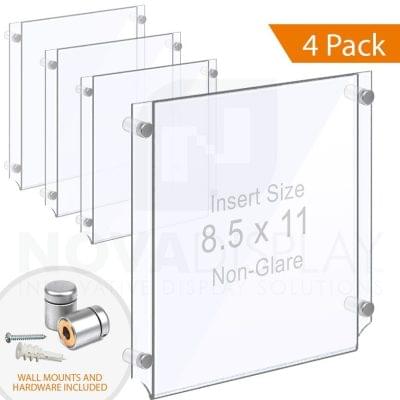 Wall Mounted Acrylic Poster Holder / Easy Access Acrylic Pocket Frame – Non-Glare / 4 pcs