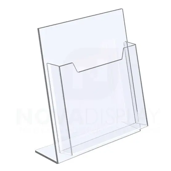 Angled (Reclined) 1/8″ Clear Acrylic Literature Holder – Single Pocket / Portrait