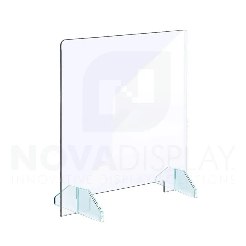 Clear Acrylic Sneeze Guard with Removable Acrylic Base / Free-standing