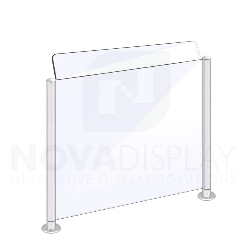 Countertop Acrylic Sneeze Guard / Modular – Supported with 25mm Dia. Aluminum Rail Systems