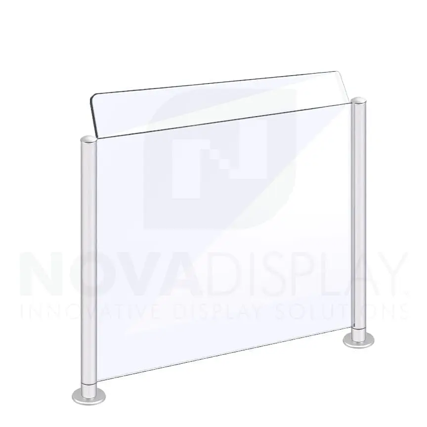 Countertop Acrylic Sneeze Guard / Modular – Supported with 25mm Dia. Aluminum Rail Systems