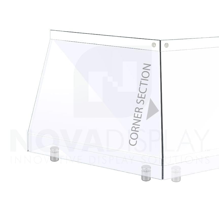 Countertop Acrylic Sneeze Guard / Modular – Mounted with Standoff Supports / Corner Section