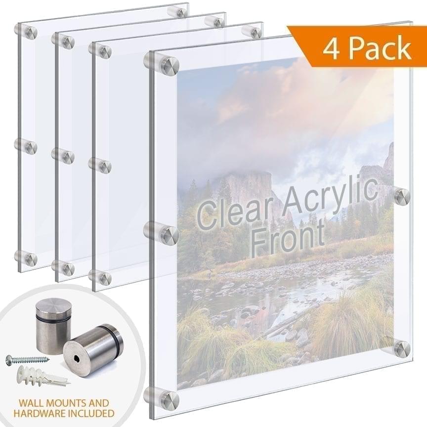 Economy Oversize Acrylic Frames Wall Mounted with Standoffs