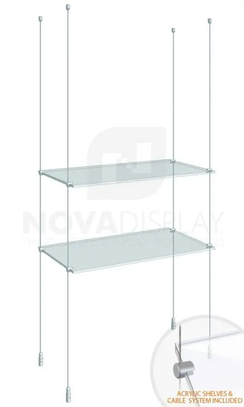 KSI-002PLEX Cable Suspended Acrylic Shelving Display Kit