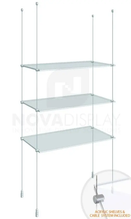 KSI-003PLEX Cable Suspended Acrylic Shelving Display Kit
