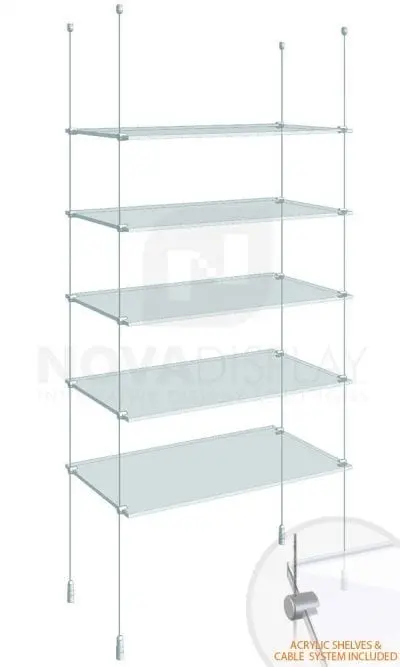 KSI-005PLEX Cable Suspended Acrylic Shelving Display Kit