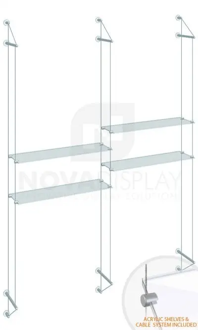KSI-034PLEX Cable Suspended Acrylic Shelving Display Kit