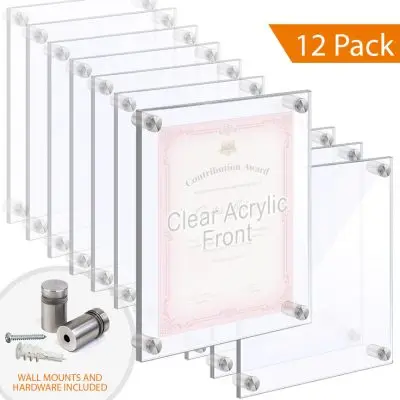 1/2″ Thick Acrylic Block Frames with Standoffs / Wall Mounted.