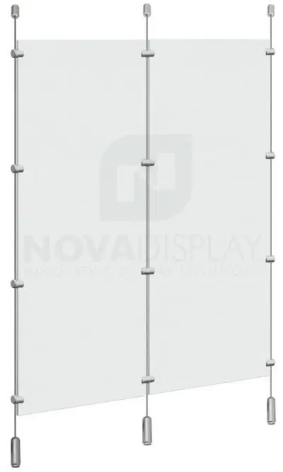 Cable Suspended Partition with Colorless/Frosted Acrylic Panels / Double Section