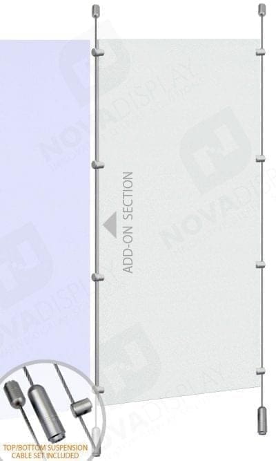 Cable Suspended Partition with Colorless/Frosted Acrylic Panel