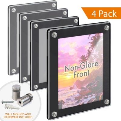 Black Acrylic Poster Frames with Standoffs / Round Corners