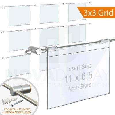 Hook-on Acrylic Info/Poster Display – Non-Glare. Insert Size: 11″W x 8.5″H / 3 x 3 GRID