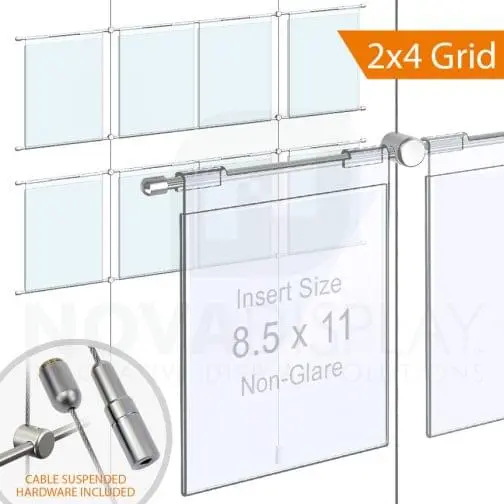 Cable Suspended Hook-on Acrylic Info/Poster Display – Non-Glare