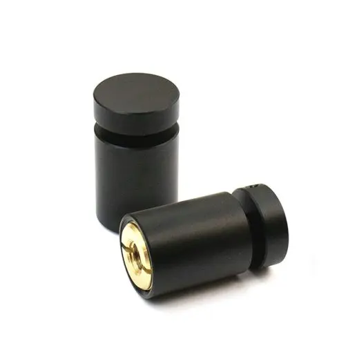 5/8″ Dia. x 3/4″ Aluminum Sign Support (3-Part Standoff with M6 Stud-Cap) / Satin Black Finish